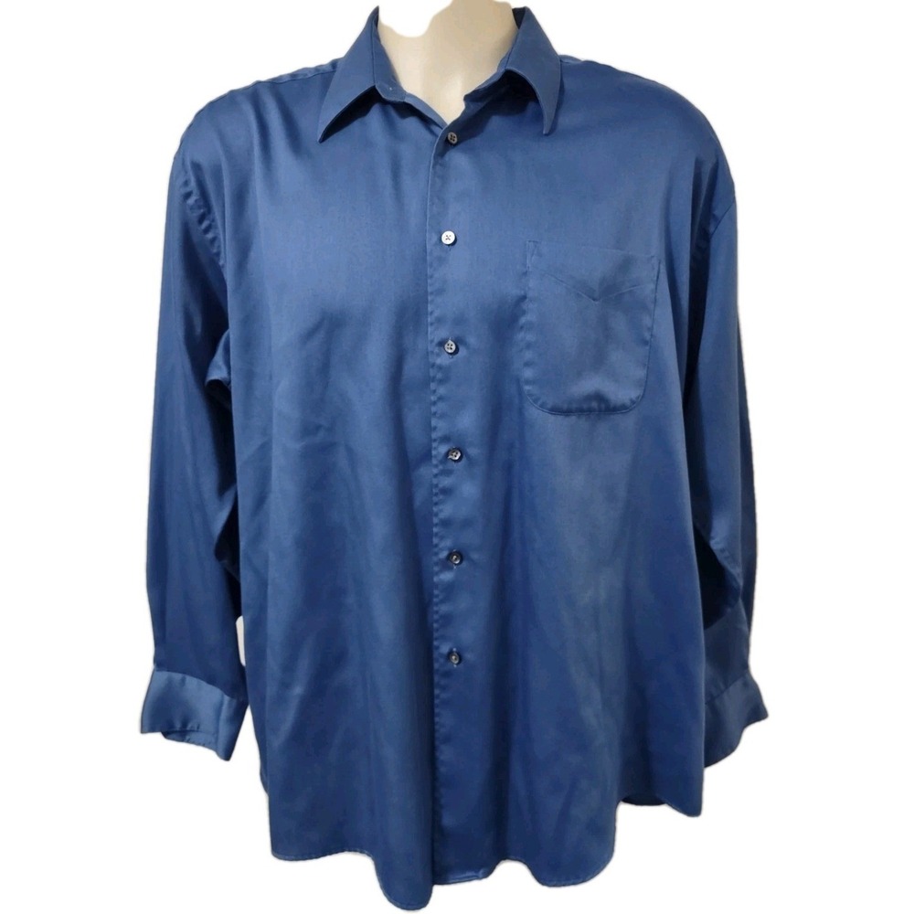 Croft &‎ Barrow Shirt Men's Adult 18   34/35 Button Up Long Sleeve Blue Collared